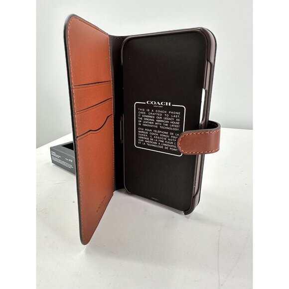 COACH NEW YORK Folio Wallet Detachable Case For Apple iPhone 15 Pro Max (Tan) - Picture 6 of 9
